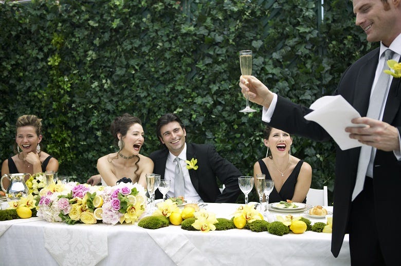 Best Man making toast at a wedding