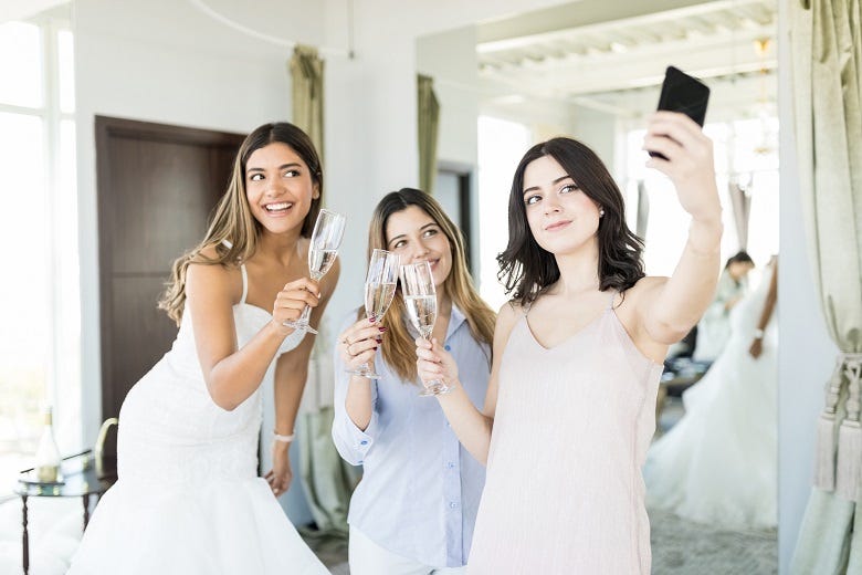 Bridal party taking a selfie
