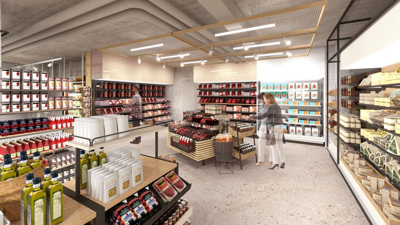 The new store will include traditional sections like seafood and meat