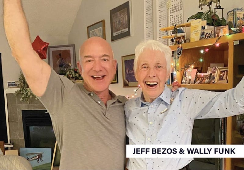 Amazon founder Jeff Bezos, with Wally Funk