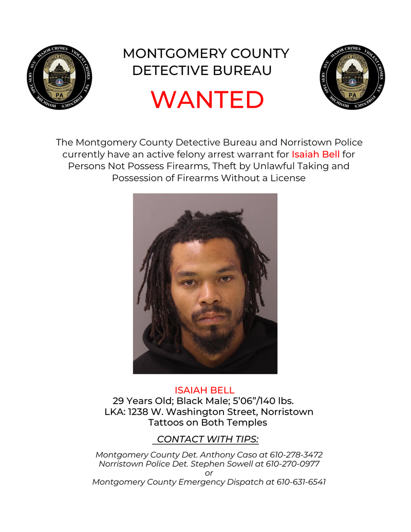 Isaiah Bell is wanted in connection with a deadly shooting in Norristown on Jan. 11, 2025.