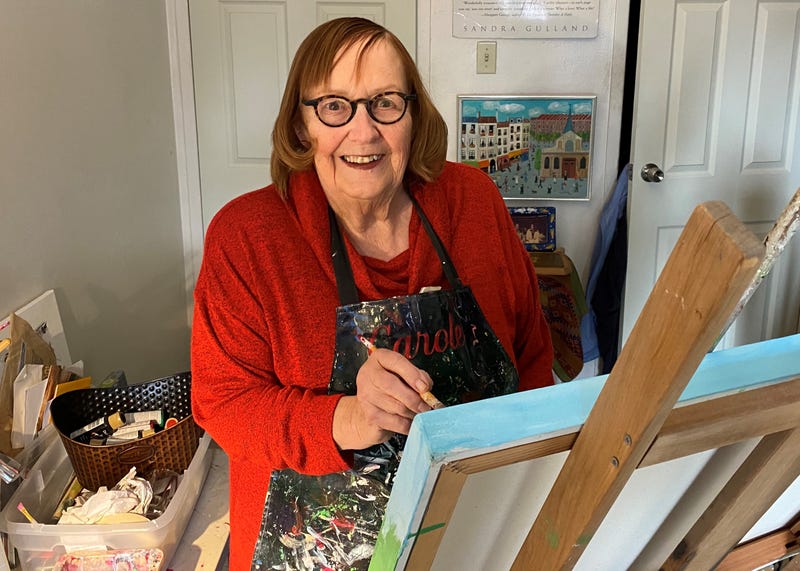 Artist Carole Wantz at work