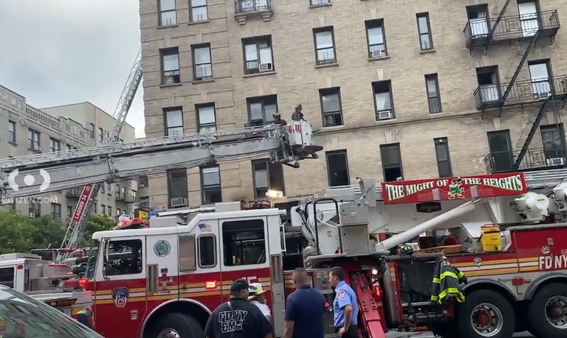Three firefighters were injured when nearly 150 first responders worked to battle a blaze in Washington Heights on Saturday afternoon.