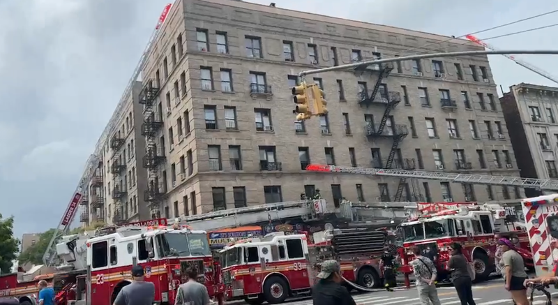 Three firefighters were injured when nearly 150 first responders worked to battle a blaze in Washington Heights on Saturday afternoon.