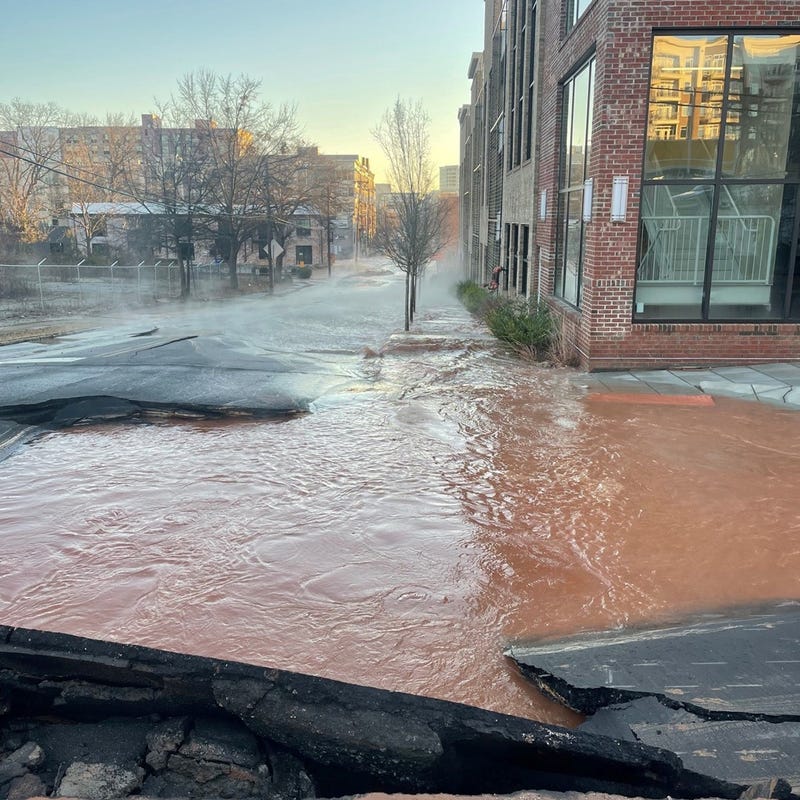 Water main break floods streets in Greenville