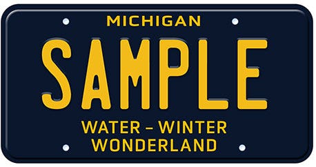 Michigan's "Water-Winter Wonderland" license plate
