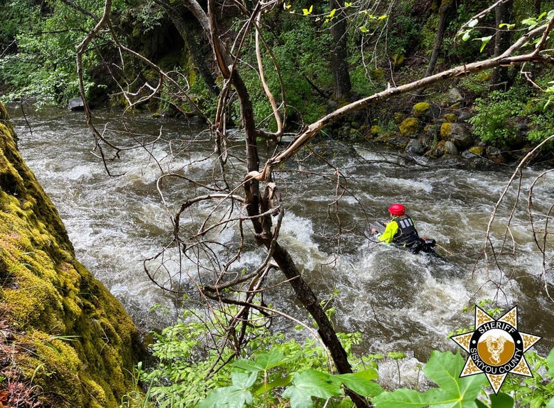 Rescue team searching waterfall