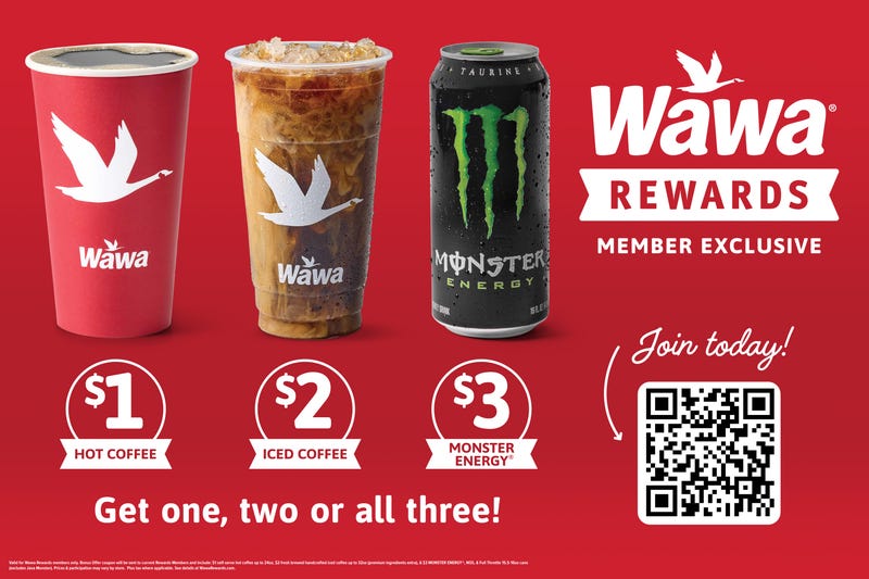 Wawa Launches $1 Hot Coffee, $2 Iced Coffee and $3 Monster Energy Drink Offers for Rewards Members