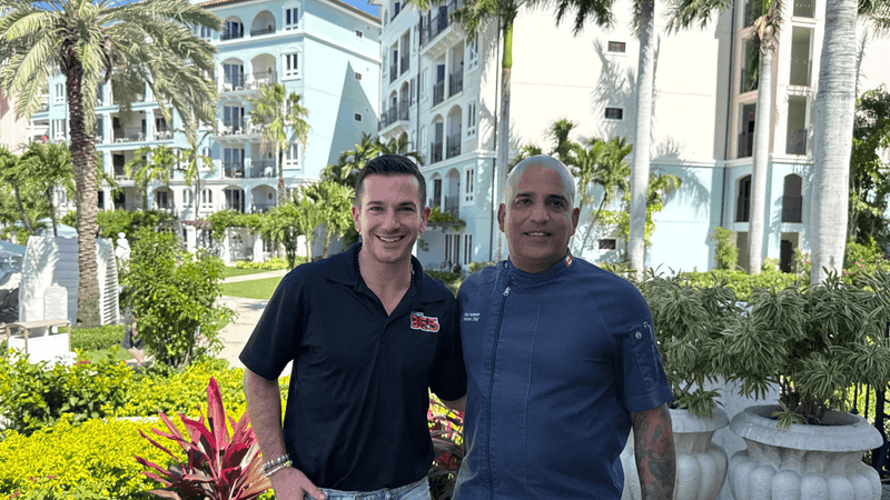Bennett chats with Executive Chef Craig Nazareth at Beaches Turks & Caicos