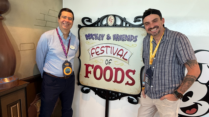 Coop chats with Andres Ayala on the Legendary Family Dining aboard the Disney Destiny