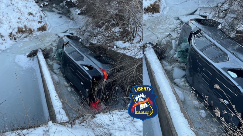 Car submerged in creek