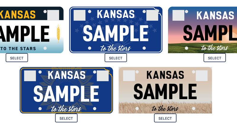 Design choice of Kansas personalized license plate