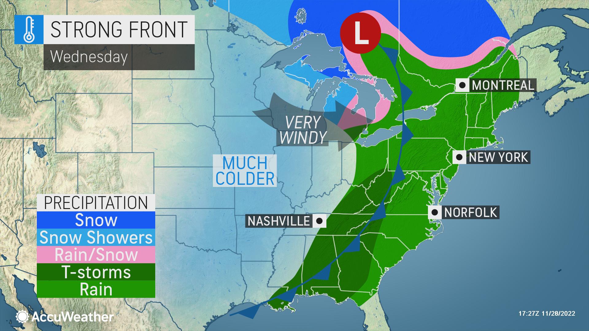 WEATHER: Wind, rain threaten Rockefeller Center Christmas tree lighting