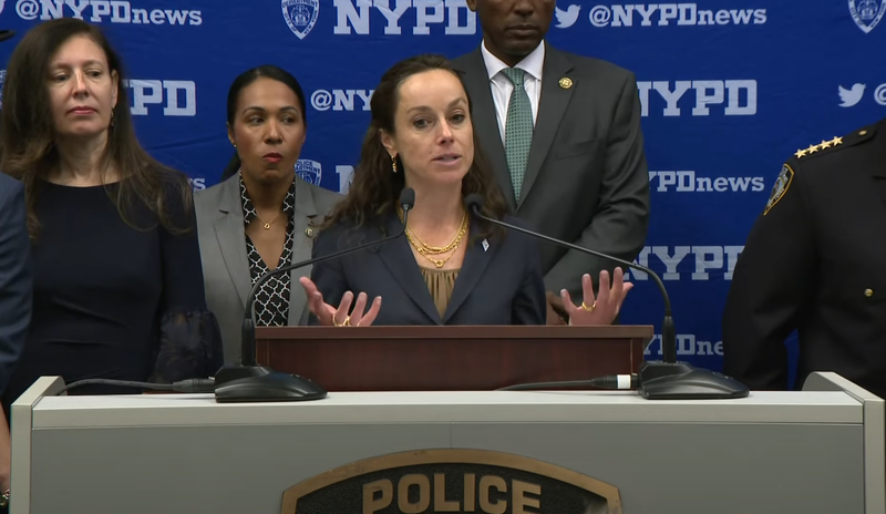Rebecca Weiner, NYPD deputy commissioner of intelligence and counterterrorism, speaks during Wednesday's news conference