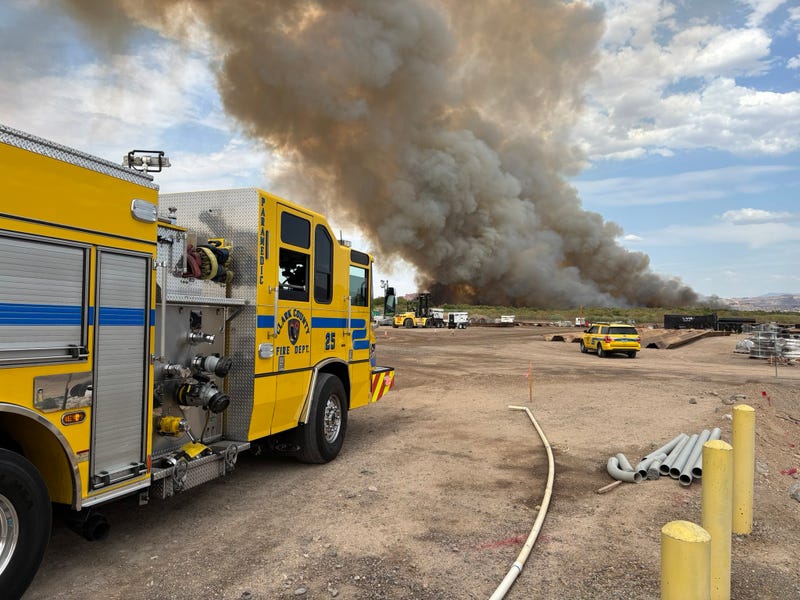 A large fire burns at Wetlands Park on June 25th, 2025.