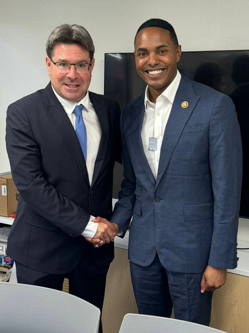Israeli consul general Ofir Akunis with Rep. Ritchie Torres on June 18, 2024 at SARS High School in the Riverdale section of the Bronx. "On behalf of all Israeli citizens, I thank you for your steadfast and determined support for the State of Israel – all the time, and especially in these times,” Akunis told Torres.