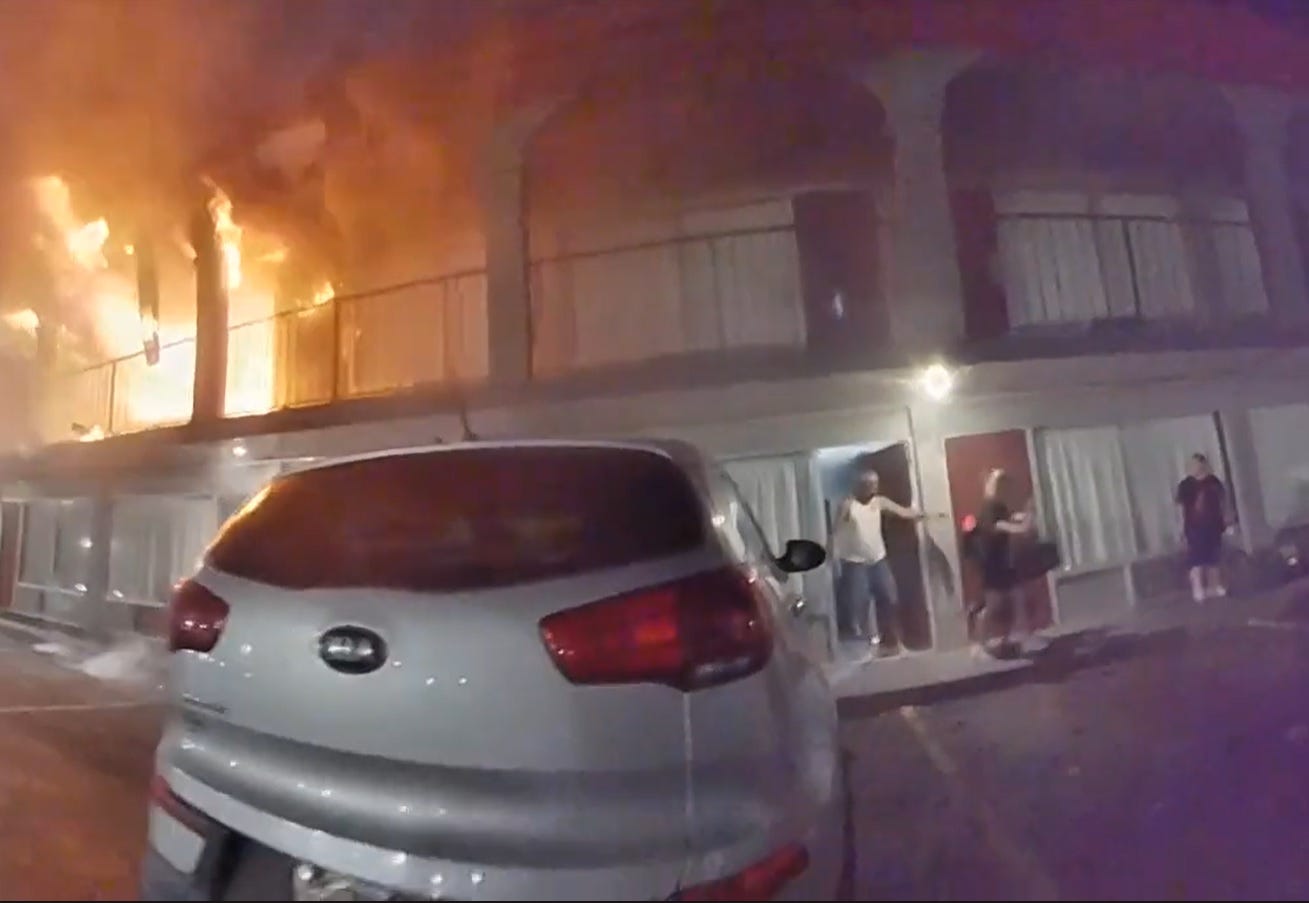  White Settlement Police rush in to evacuate motel guests during fire