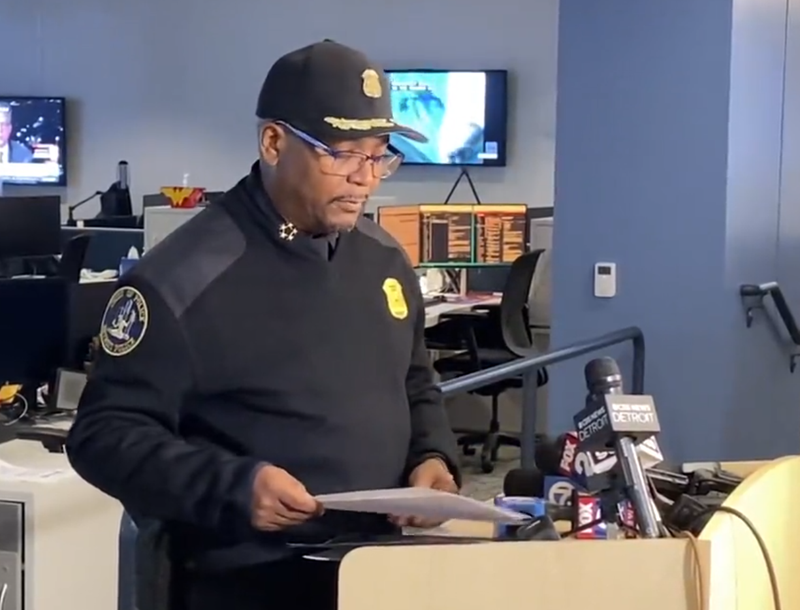Detroit Police Chief James White speaking at press conference