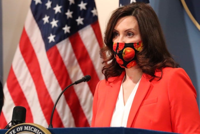 Michigan Gov. Gretchen Whitmer speaks at a news conference
