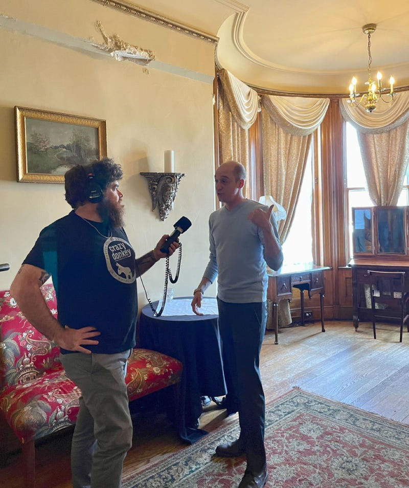 WWJ's Zach Clark interviews The Whitney's General Manager Tony Muzzi in the haunted third floor women's lounge