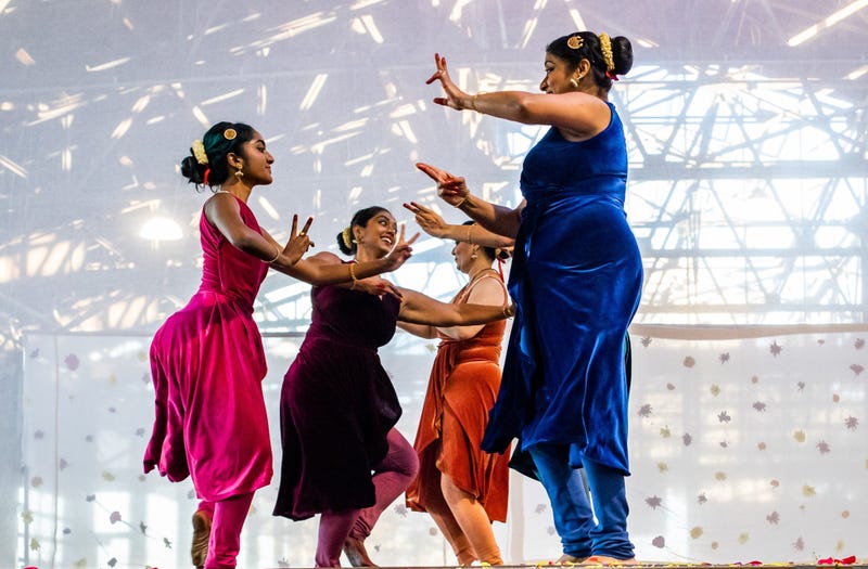 Usiloquy Dance Designs members performing traditional Indian classical dance as part of Diwali, the celebration of light over darkness.