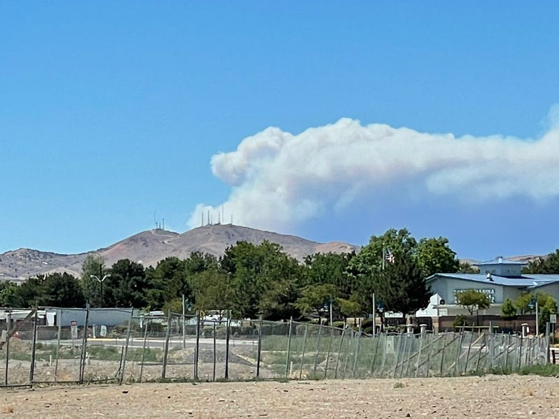 A wildfire burns north of Reno, NV