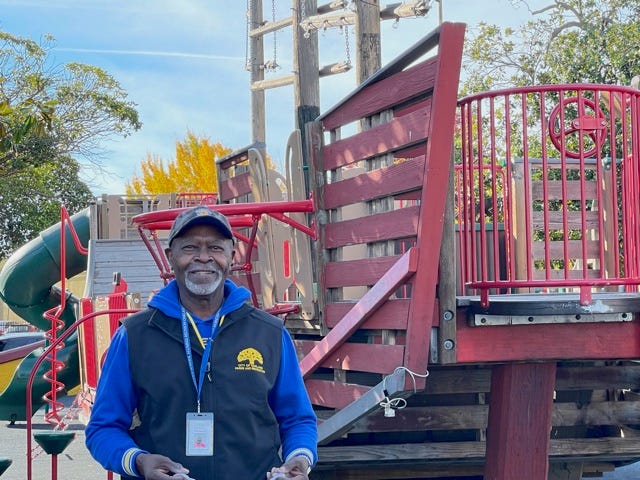 Willie Davis, seen here working at Lincoln Square Park, was honored as Oakland's first "Black Hero of Chinatown."