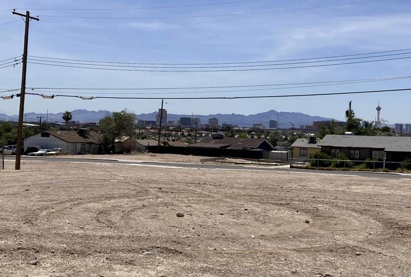 Vacant lots where homes once stood sit in the Windsor Park neighborhood of North Las Vegas