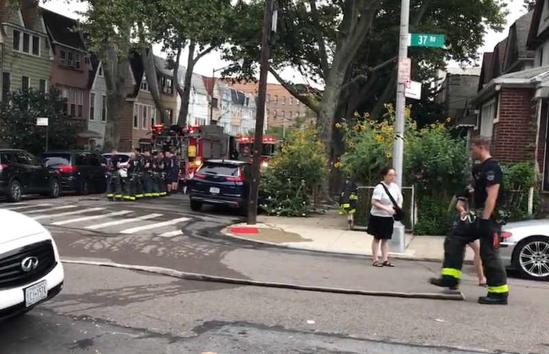Citizen App footage shows the fire response near the Woodside home that burned Sunday morning on 37th Road.