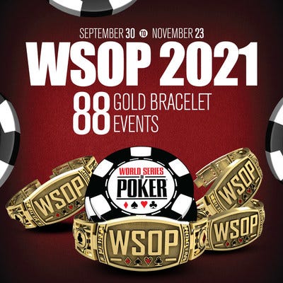 Advertisement for the 2021 World Series of Poker event in Las Vegas.