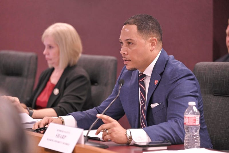State Rep. Mark Sharp, a Kansas City Democrat, speaks in opposition to a proposed congressional map during a House committee hearing on Thursday.