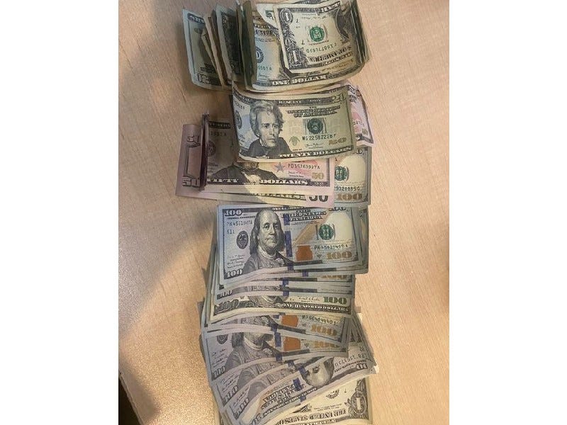 Cash turned in to Wyandotte Police Department