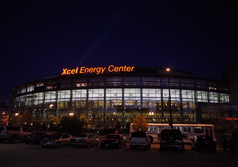 Xcel Energy Center at night