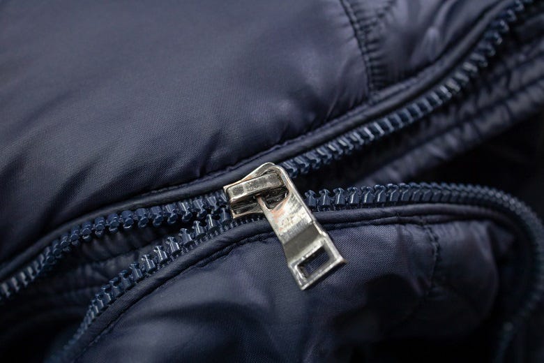 zipper on coat
