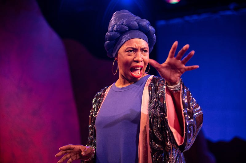 Zuhairah stars in Theatre Horizon's "sandblasted" as a celebrity wellness guru trying to keep Black women from literally falling apart.