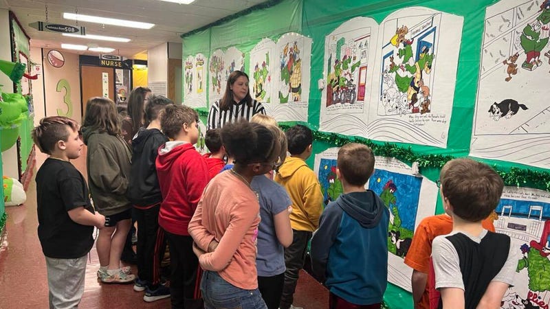 “She wants everybody to love school in a fun way, and she always puts the Phillie Phanatic in there,” says second grade teacher Bev Dillow of Kerri Lubinsky.