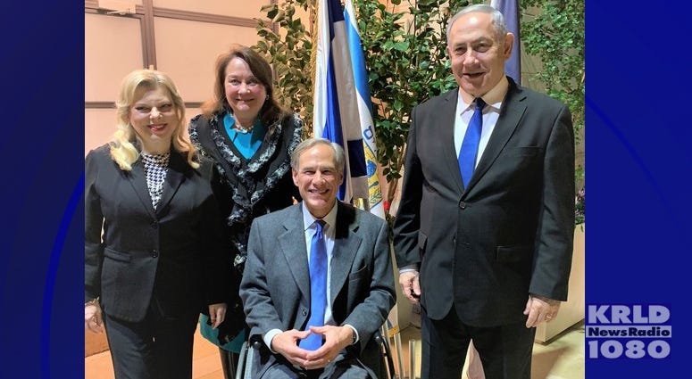 Texas Governor Greg Abbott, Israeli Prime Minister Benjamin Netanyahu 