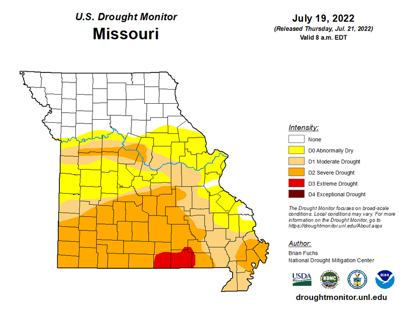 map of missouri showing drought conditions