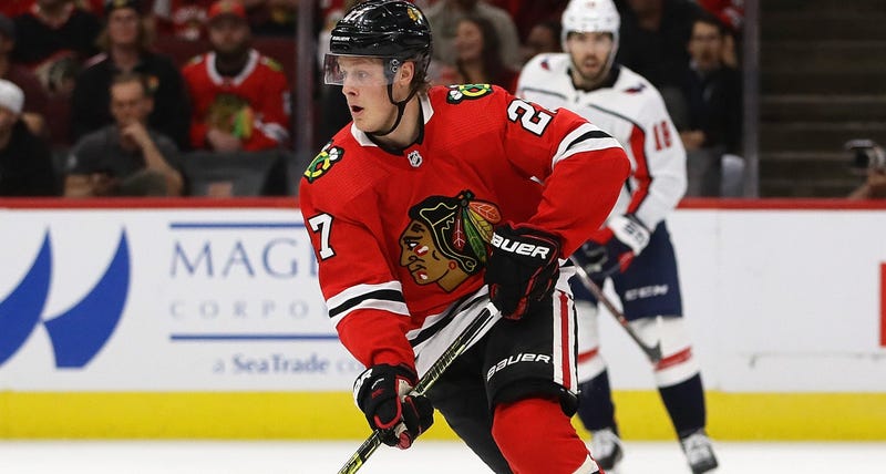 Blackhawks defenseman Adam Boqvist