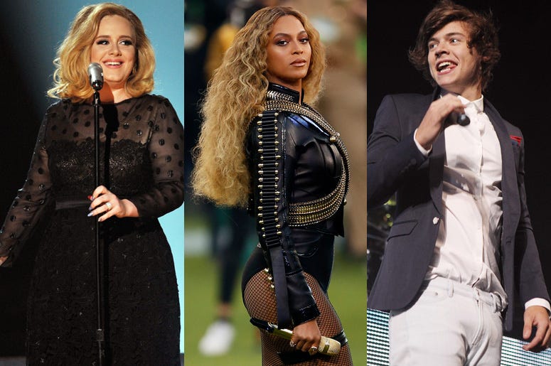 Adele Beyoncé Harry Styles