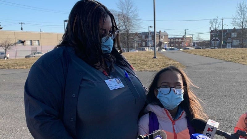 "I’m excited about meeting the teacher and starting to learn math and science," said 9-year-old Adrianne, shown with her mother Delaine.