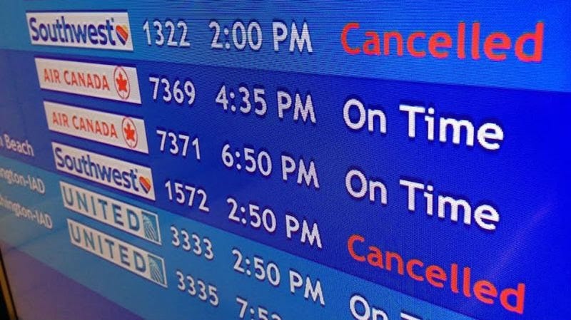 A departure board at Philadelphia International Airport.