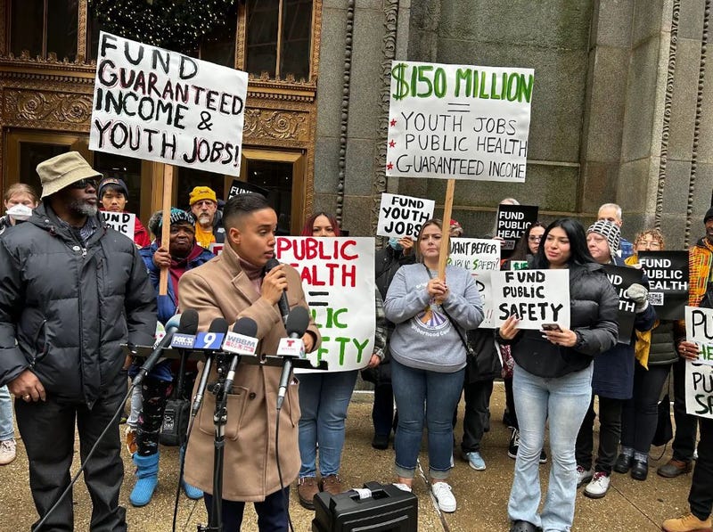 rally outside City Hall on Monday