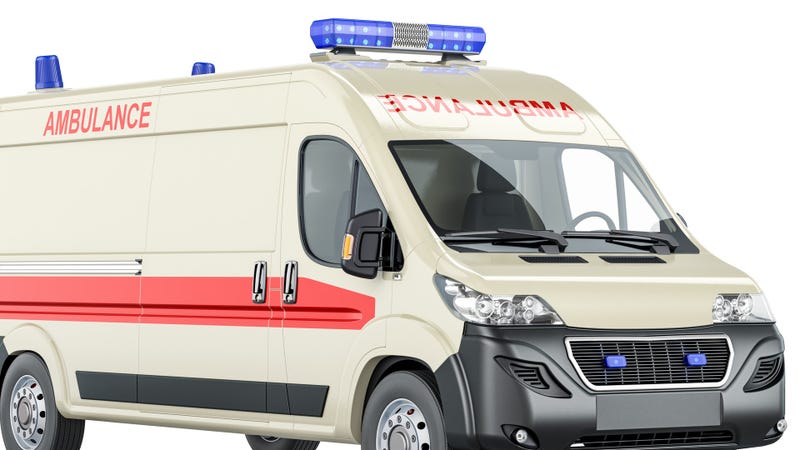Ambulance van, 3D rendering - stock photo