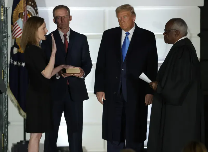Amy Coney Barrett meets with U.S. Sen. James Lankford (R-OK) on October 21, 2020 in Washington, DC.