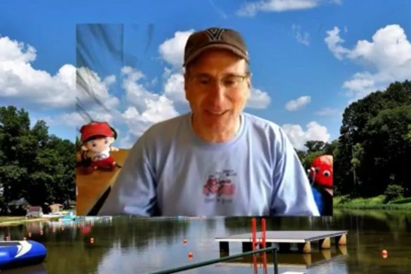 Liberty Lake Day Camp owner and director Andy Pritikin conducts a virtual Friday assembly.