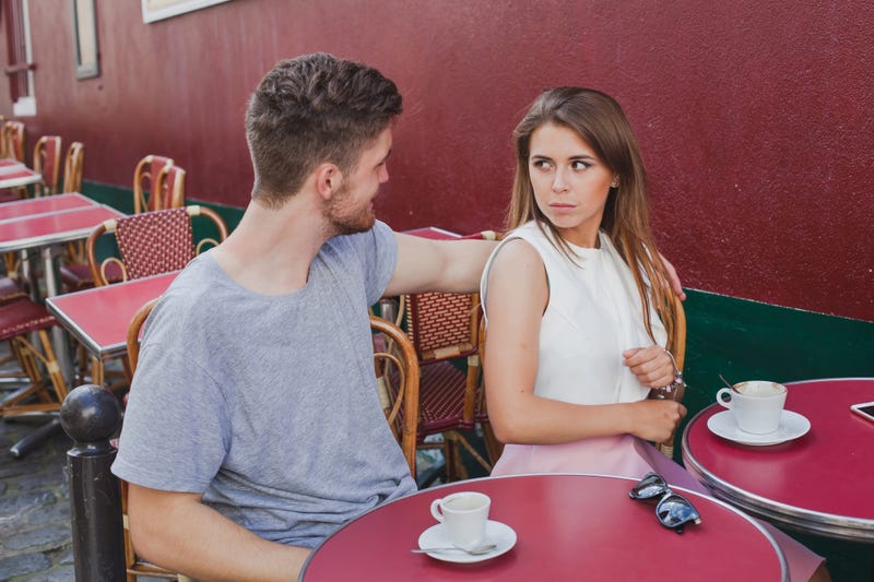 woman annoyed with date