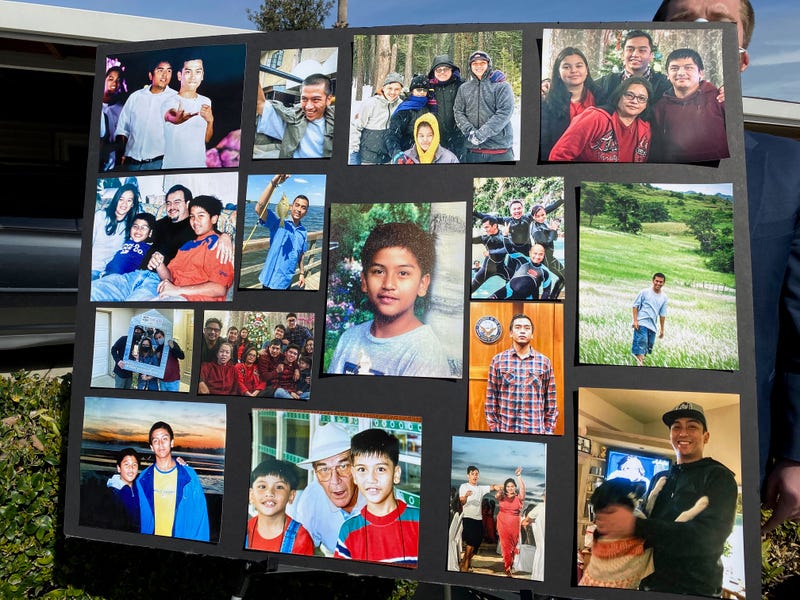 The family displayed a photo collage of Angelo Quinto, who was died following an altercation with Antioch Police last December.