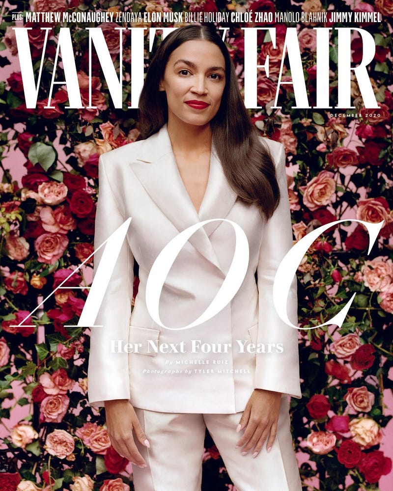 Rep. Alexandria Ocasio-Cortez on the December 2020 issue of "Vanity Fair"