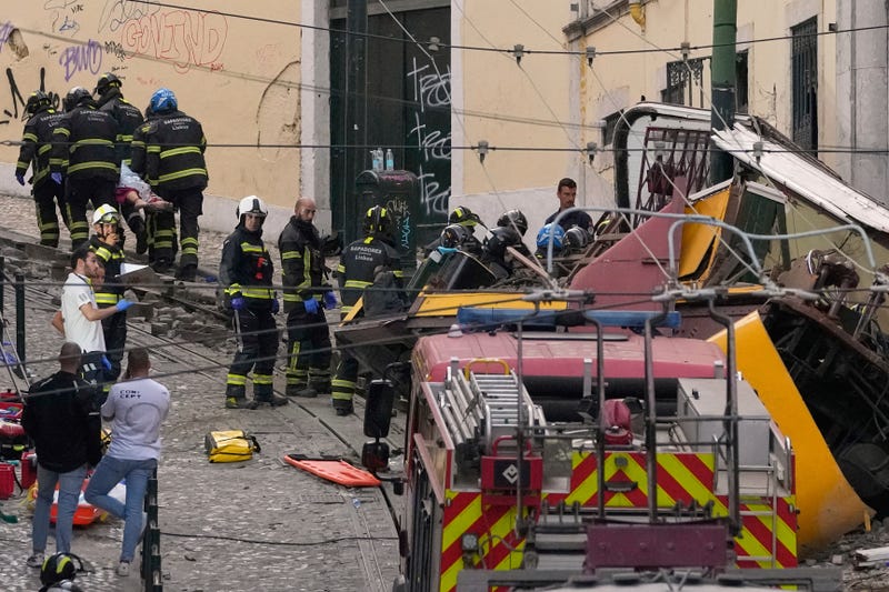 APTOPIX Portugal Streetcar Derailed